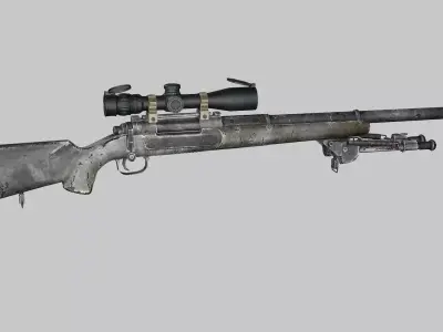 Sniper Denel 5NTW-20 Low-Poly 3D Model Low-poly 3D model
