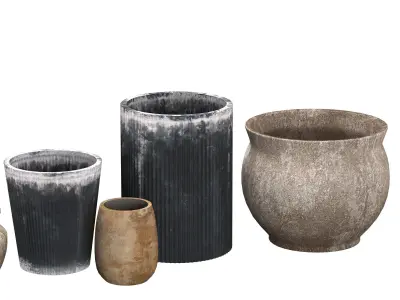 set of garden pots 66 3D model