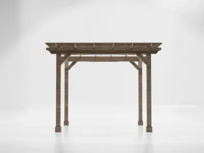 Traditional  Wooden Garden Pergola Low-poly 3D model