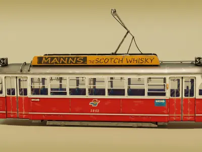 Tram Stylized Low-poly 3D model