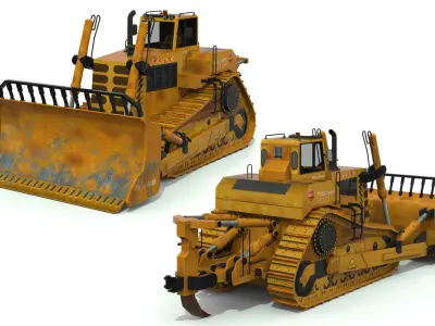 Bulldozer Low-poly 3D model