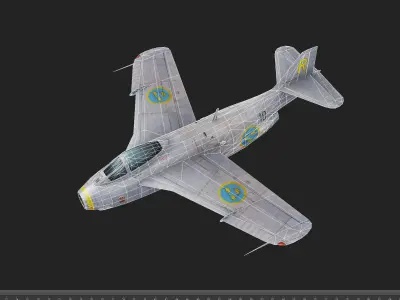 The Saab 29 Tunnan Hand painted game model Low-poly 3D model Low-poly 3D model