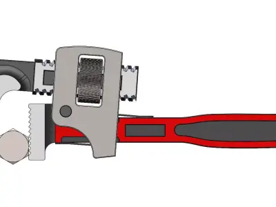 Adjustable Pipe Wrench with Bolt 3D Model  Low-poly 3D model
