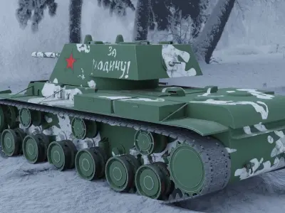 KV1 Russian Heavy Tank - Winter Camuflage 3D model