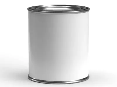 One pint paint can with lid 3D model