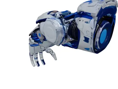 Cybernetic Arm Chrome Blue Wires 3D model