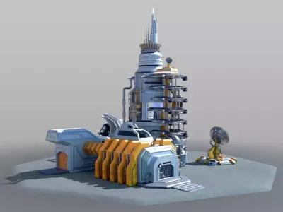 Scifi military base 3D model