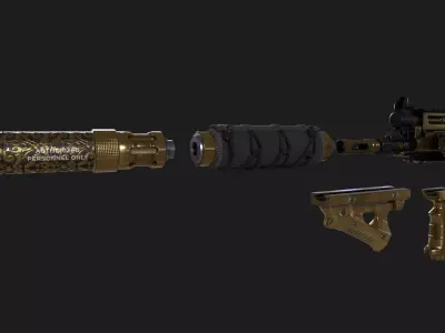 Submachine gun Alpha Low-poly 3D model