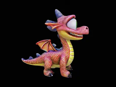cute cartoon dragon stylized 3D model