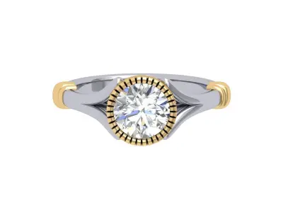 Solitaire Engagement Art Deco Ring 3D print model 51