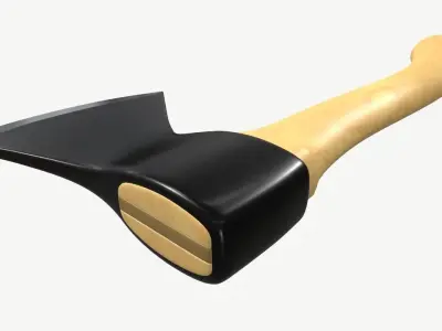 carpenter axe with wooden handle 3D model
