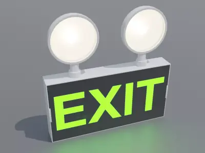 Realistic Emergency Exit Sign - Industrial Safety Light 3D model