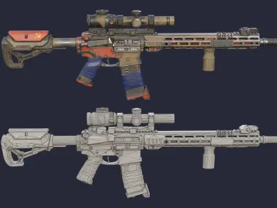 Rifle ar - Low-poly 3D model purchase