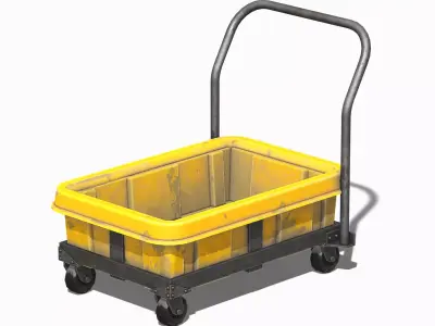 Old Chemical Resistant Spill Trolley   - PBR Game Ready Low-poly 3D model