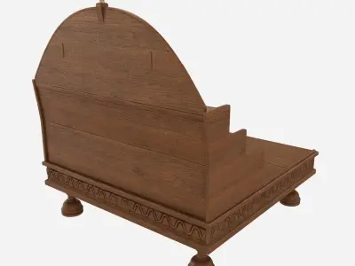 indian antique wooden pooja stand 3D model