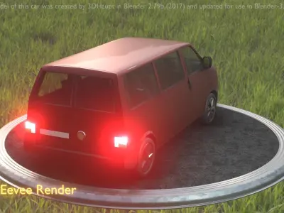 City Car 83 Commercial Minibus Type-C Brown Low-poly 3D model