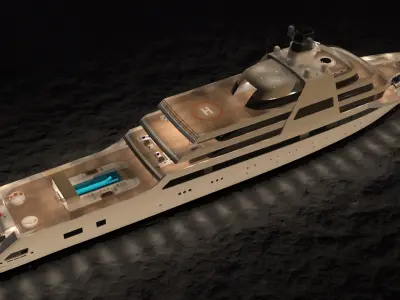 Solaris Explorer Yacht Night Scene 3D model