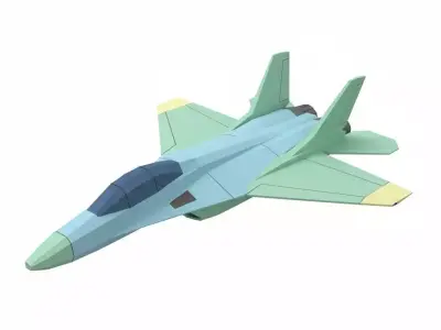 Low Poly Stealth Jet 3D Model Stylized Military Aircraft Low-poly 3D model