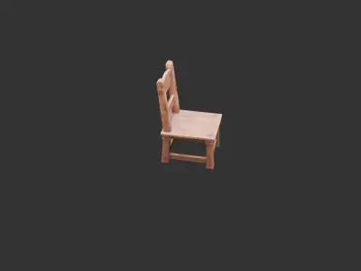 Old Wooden Tavern Chair Low-poly 3D model