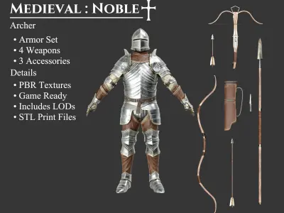 Medieval Collection Noble Archer 3D Model Pack