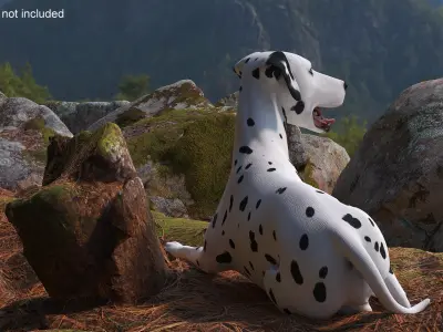 Lying Dalmatian Dog 3D model
