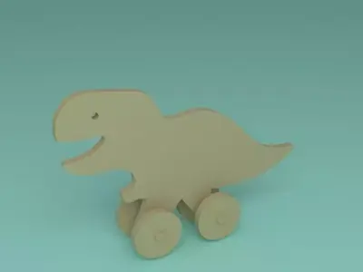 toy wooden trex dinosaur 3D model