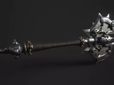 Battle Axe Low-poly 3D model 5
