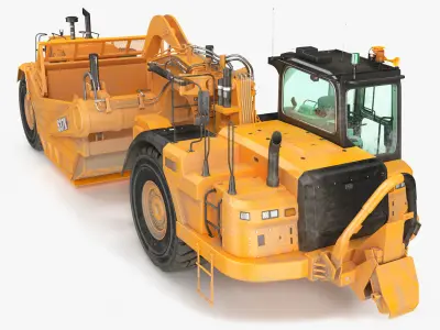 Cat 637k Scraper Dirt Rigged 3D model