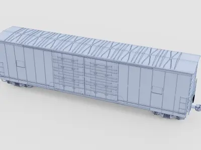 BOXCAR  - cargo train PBR Low-poly 3D model