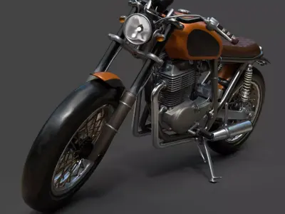 Custom Cafe Racer Motorcycle - Optimized Real-Time 3D Model 3D model