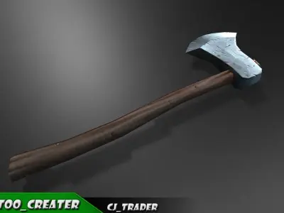 Lowpoly Axe Fantasy Game Weapon 3D Model Low-poly 3D model