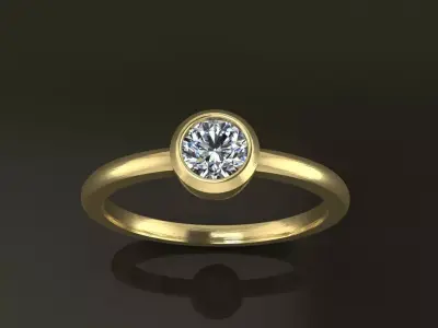 Bezel Single Diamond Ring 4mm50 Mix Size 3D print model