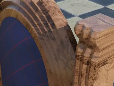 Stiff Back Cuscioned Wooden Chair Free low-poly 3D model