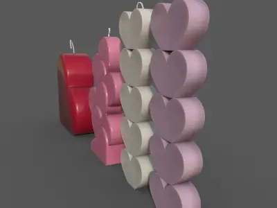 Heart candles part I 3D model