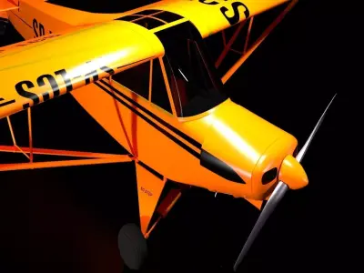 aircraft orange airplane flying in sky 3D model