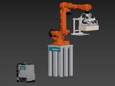 dismantling and palletizing robot workstation Low-poly 3D model