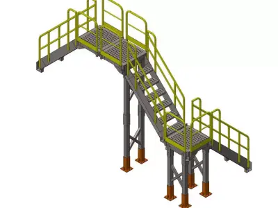 Rooftop Access Stairs Low-poly 3D model