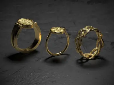 Ancient Rings Low-poly 3D model