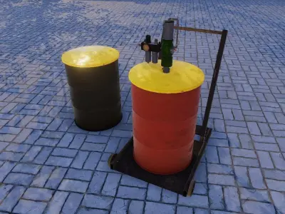 PBR Oil Barrels Low-poly 3D model
