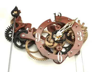 Wooden Clock with Gravity Escapement 3D model