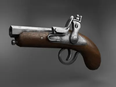 Old Flintlock Gun Low-poly 3D model
