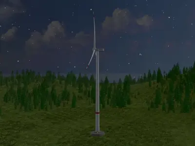 Wind-turbine with foundation V2 H-175 RD 172 m Low-poly 3D model