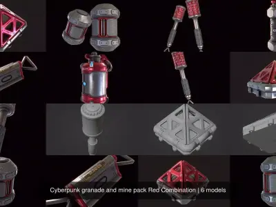 Cyberpunk granade and mine pack Red Combination