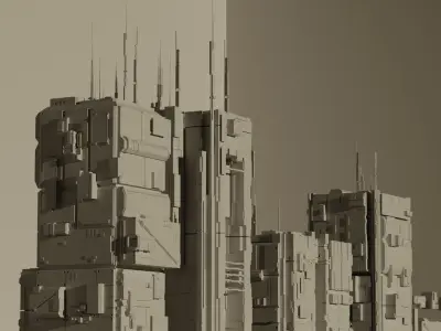 Sifi Buildings Low-poly 3D model
