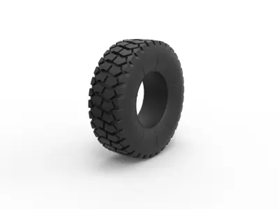 Military truck tire 2 Scale 1 to 25 3D print model