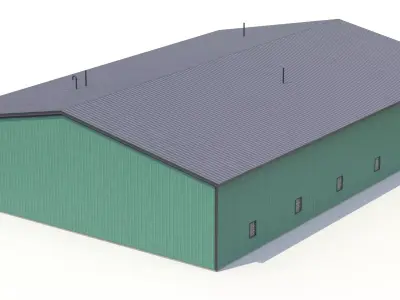 Industrial Building 56 Green Low-poly 3D model