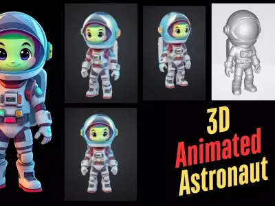 Cartoon Astronaut Character for Games Animations High Poly Free 3D model