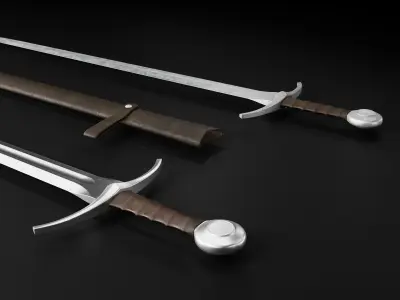 Medieval Sword 02  plus old texture and sheath 3D model