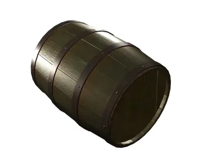 Wooden Barrel Low-poly 3D model 13