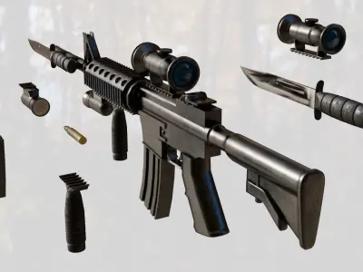 M4 Rifle Low-poly 3D model